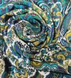 Шовковий крепдешин Etro з синьо-жовтим малюнком Шовковий крепдешин Etro з синьо-жовтим малюнком
